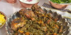 طرز تهیه خورش آلو اسفناج مجلسی با مرغ و طعم بسیار عالی