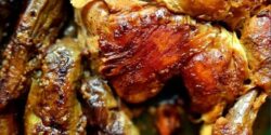 طرز تهیه بادمجان شکم پر با مرغ مجلسی با طعم بسیار عالی