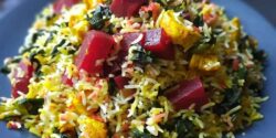 طرز تهیه اسفناج پلو با لبو مجلسی و طعم بسیار عالی