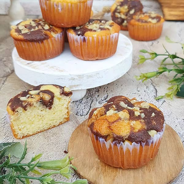 طرز تهیه کاپ کیک گردویی , دستور پخت کاپ کیک شکلاتی گردویی
