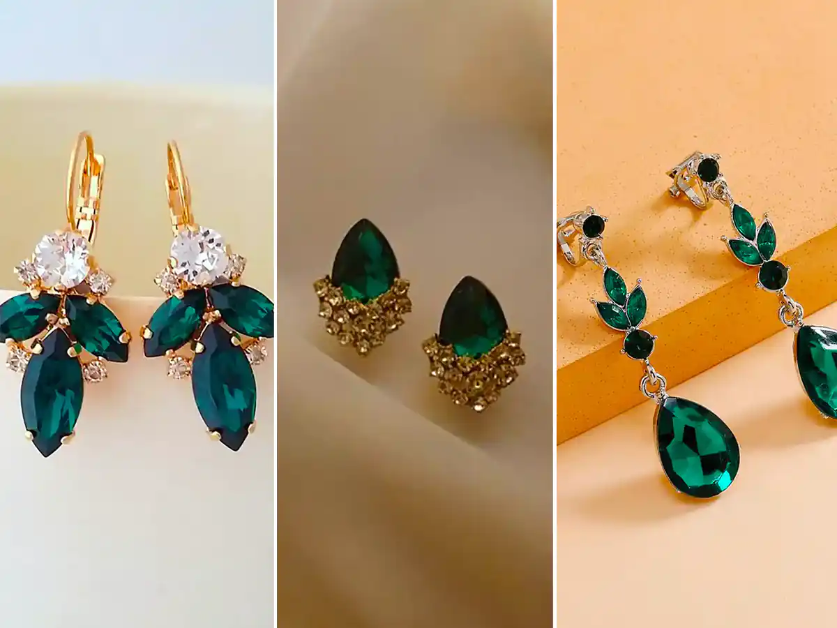 گوشواره طلا زمردی سبز زنانه