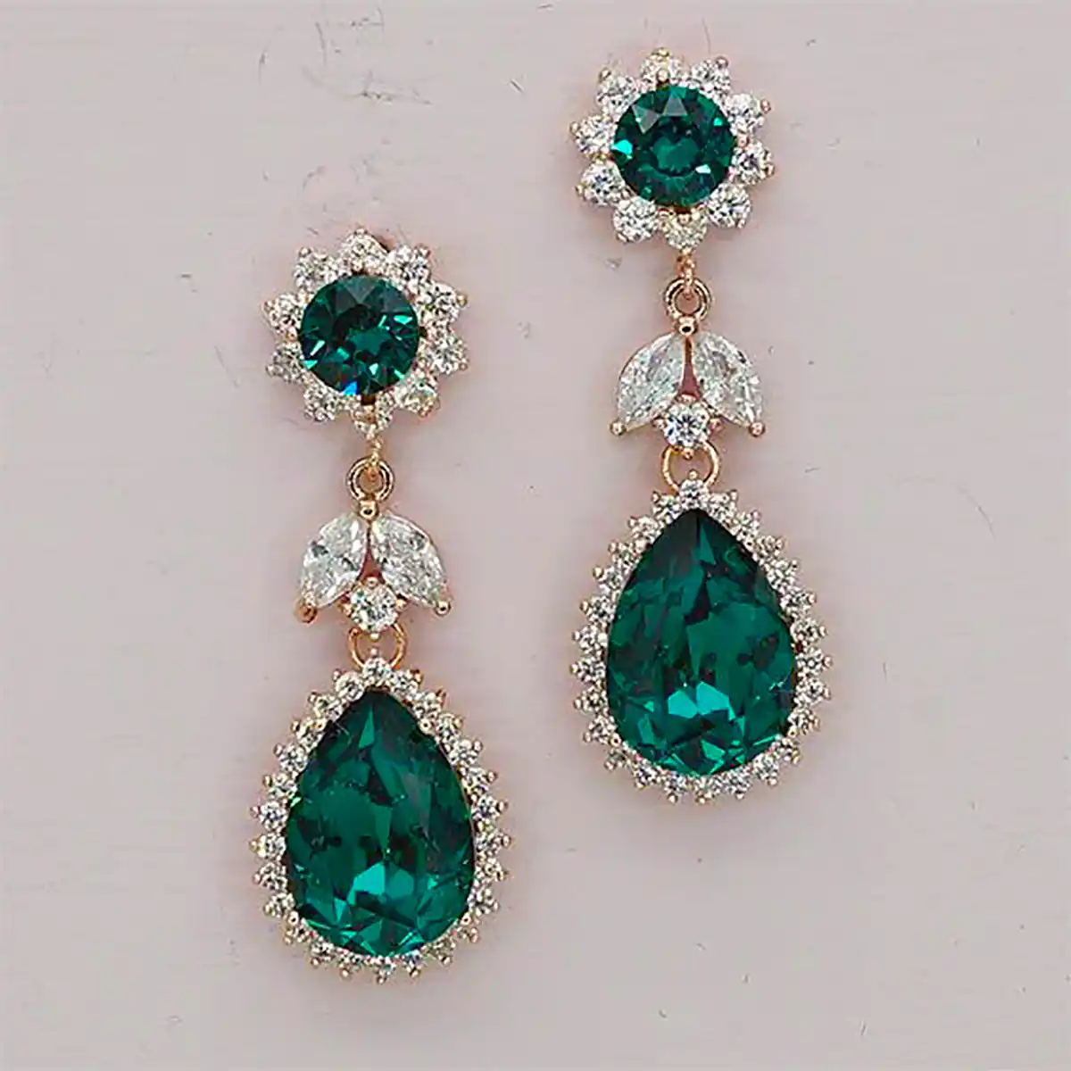 گوشواره طلا زمردی سبز زنانه