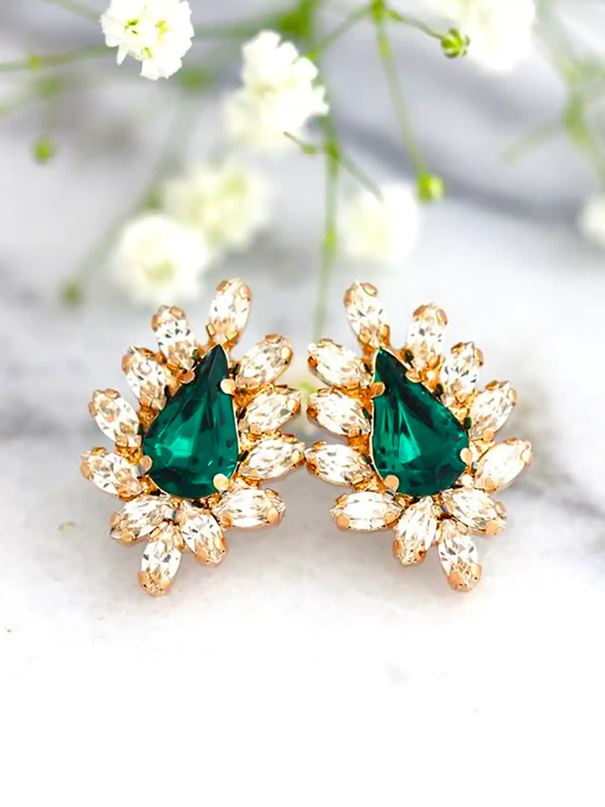 گوشواره طلا زمردی سبز زنانه