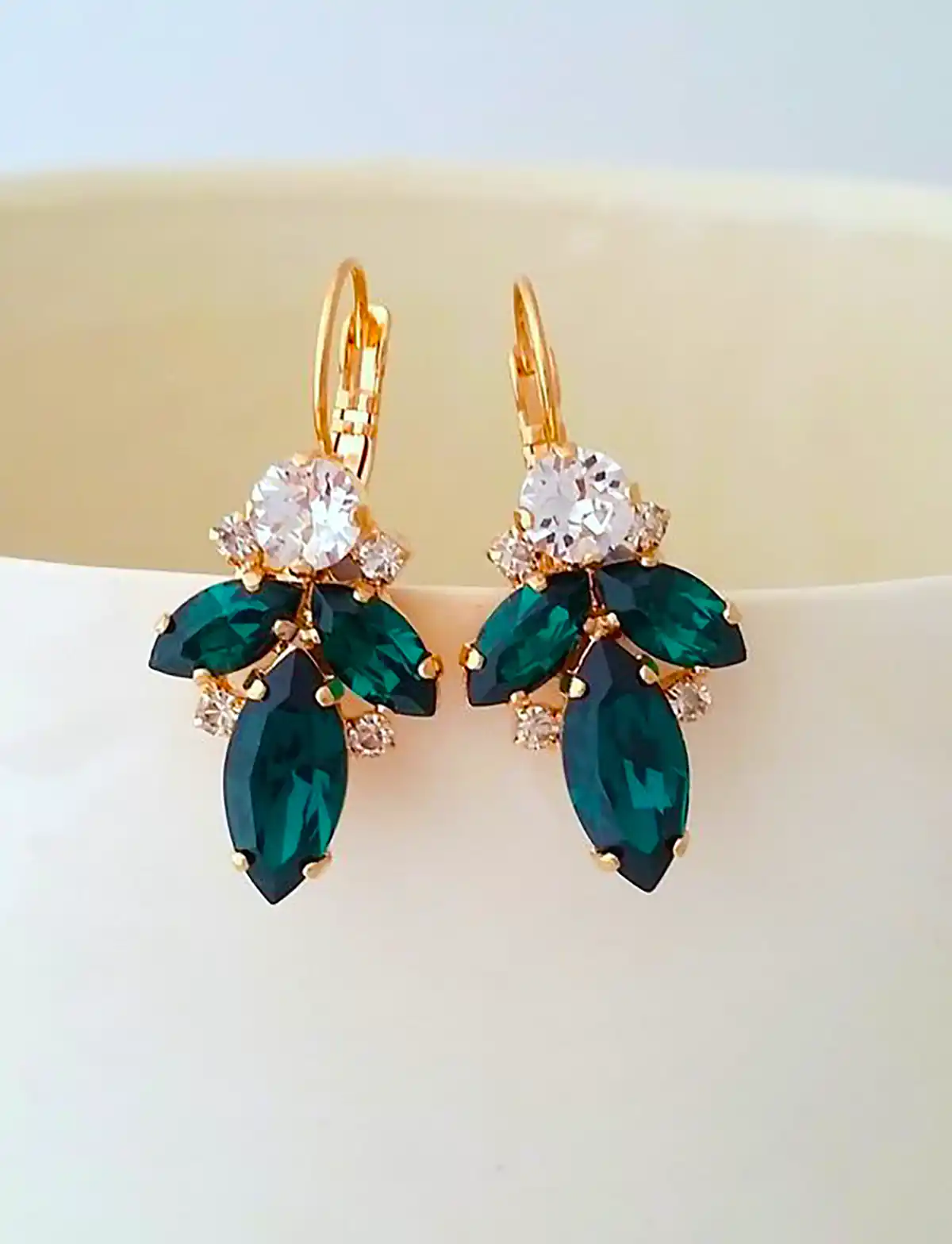گوشواره طلا زمردی سبز زنانه