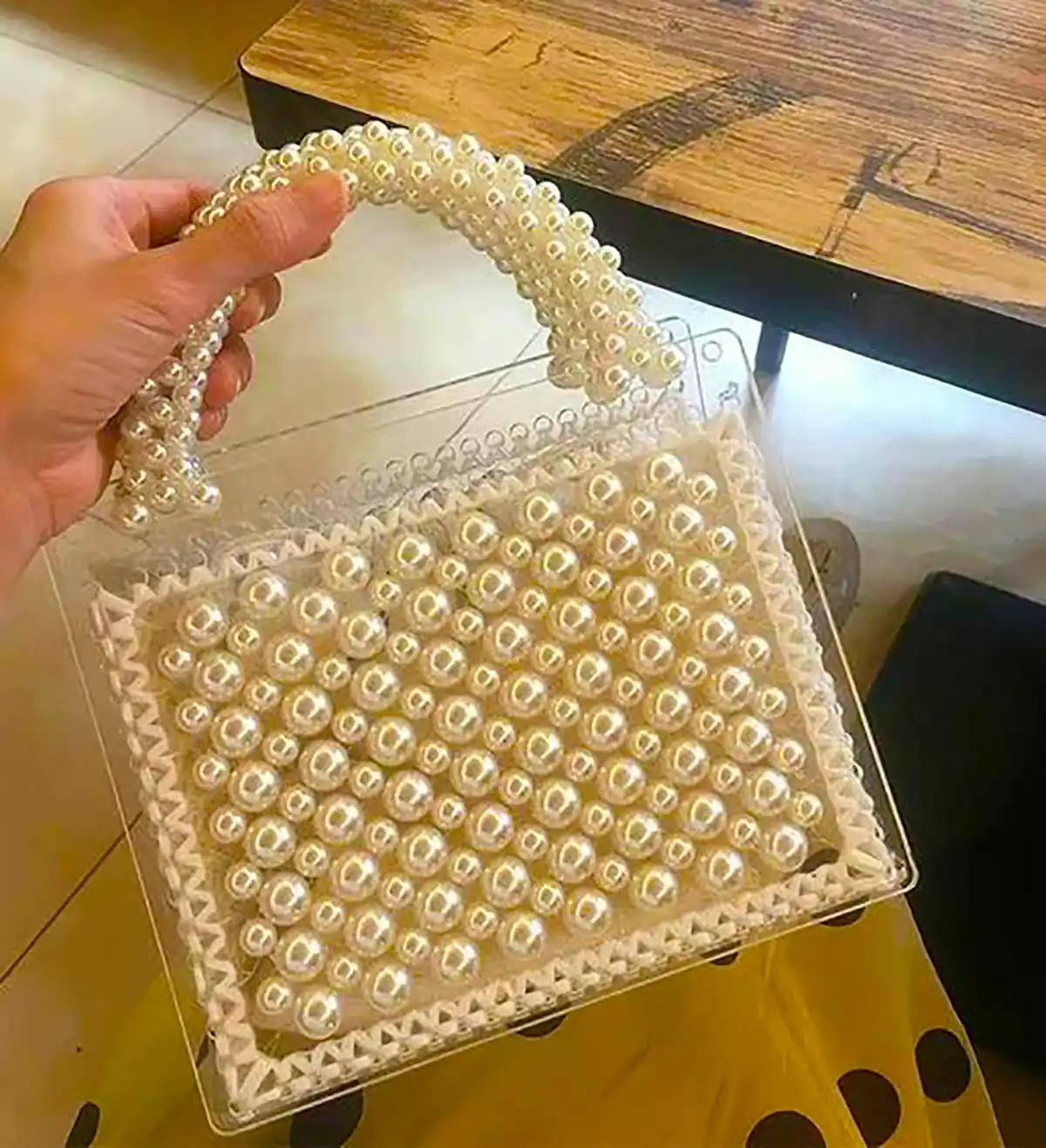 کیف مجلسی مرواریدی سفید