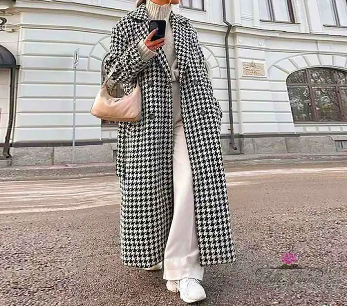 پالتو سفید مشکی چارخونه