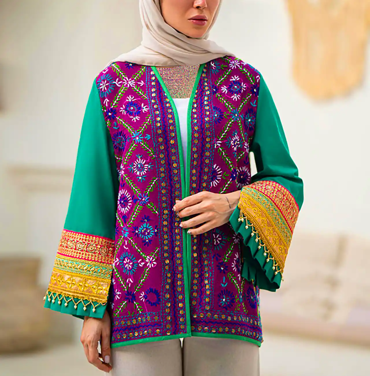 مانتو سنتی سوزن دوزی