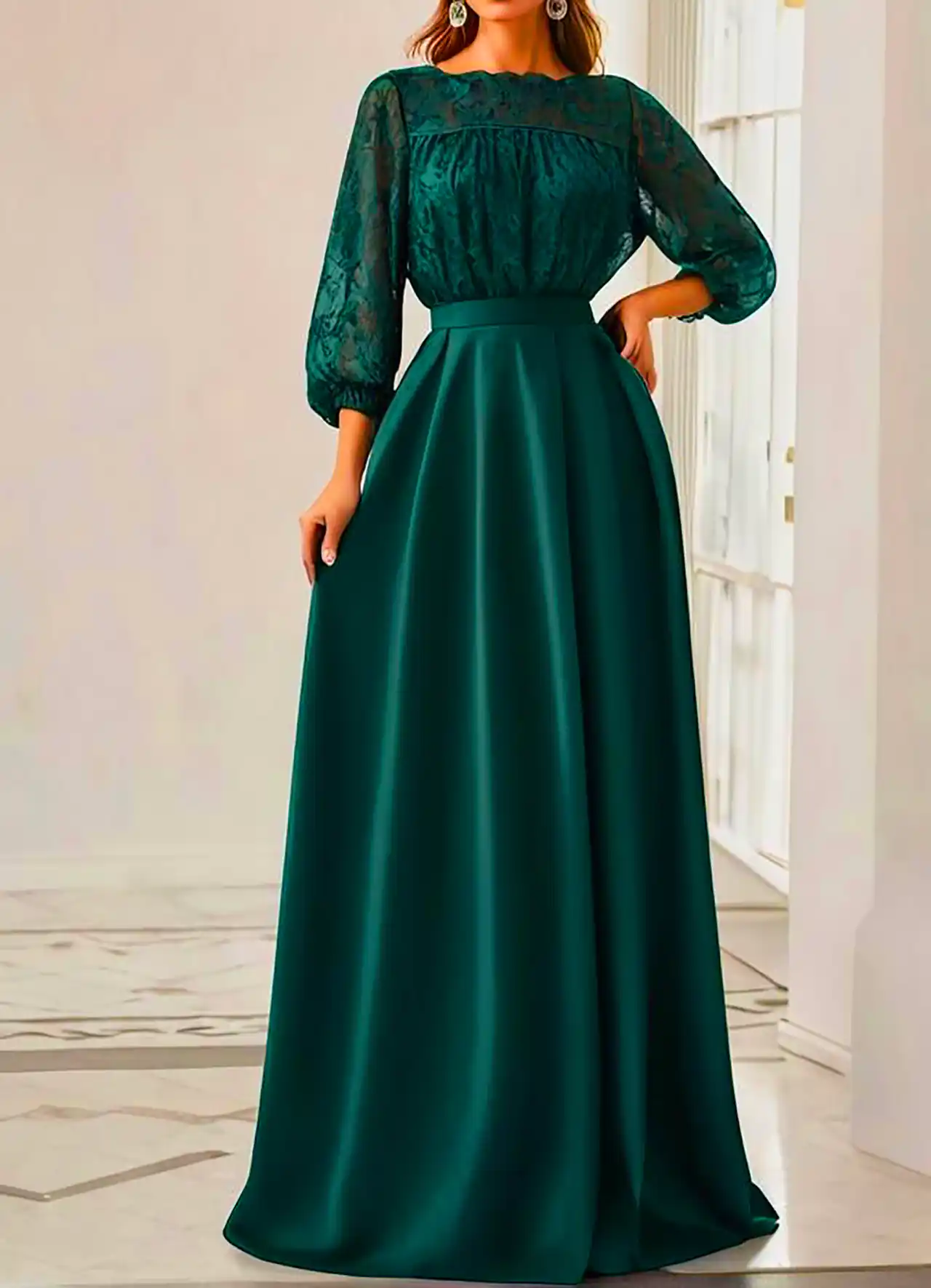 پیراهن مجلسی سبز آبی