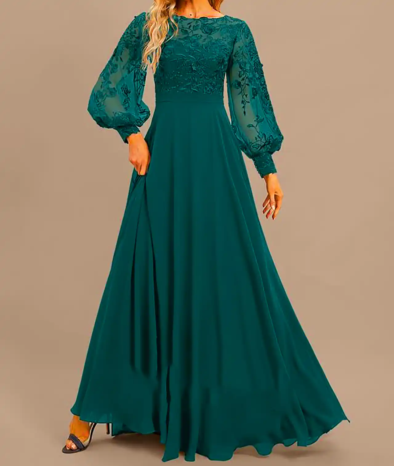 پیراهن مجلسی سبز آبی