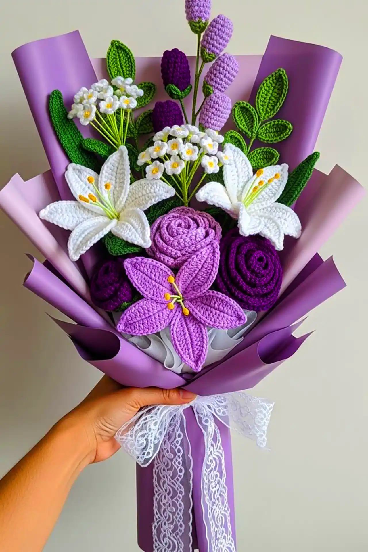 دسته گل بافتنی ماندگار و شیک 